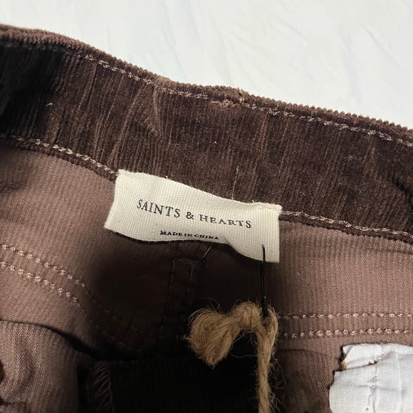Saints & Hearts Brown Corduroy Pants size Large NWT with defect see pictures - Picture 3 of 13